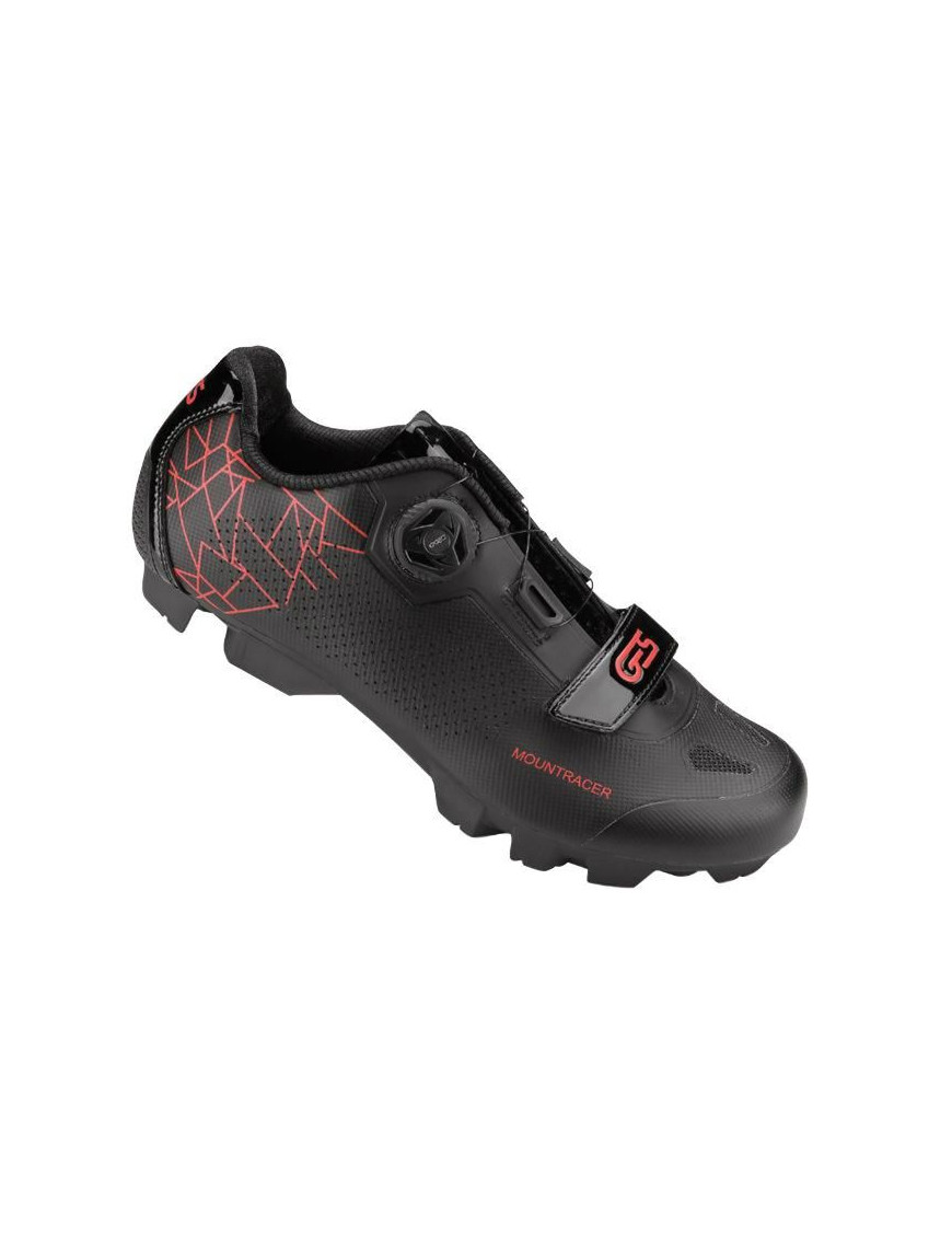 CHAUSSURE VTT GES MOUNTRACER2 NOIR-ROUGE T43 FIXATION BOA-VELCRO COMPATIBLE SPD (PAIRE)