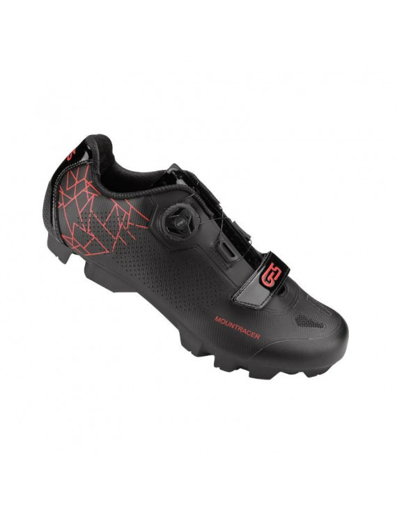 CHAUSSURE VTT GES MOUNTRACER2 NOIR-ROUGE T39 FIXATION BOA-VELCRO COMPATIBLE SPD (PAIRE)