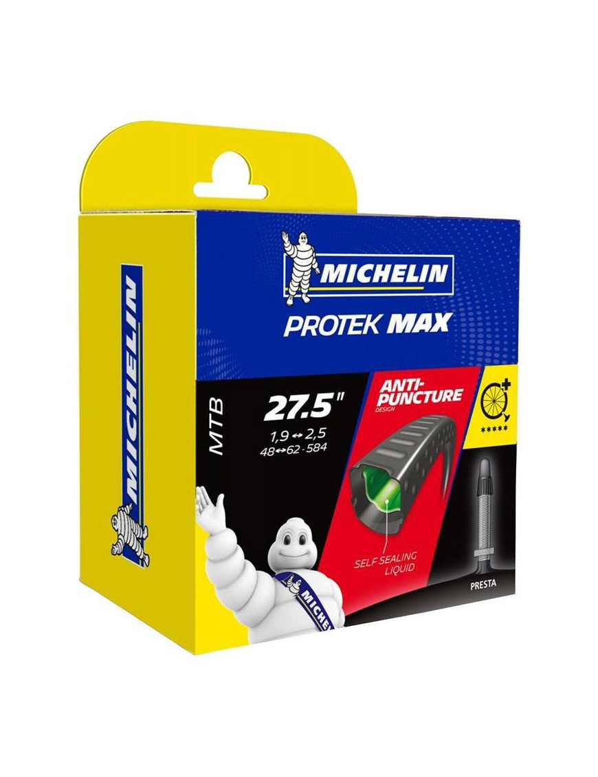 CHAMBRE A AIR VELO 27.5 x 1.85-2.40 MICHELIN PROTEK MAX VALVE STANDARD AVEC LIQUIDE ANTI-CREVAISON