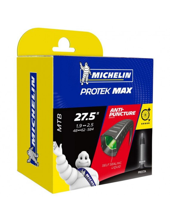 CHAMBRE A AIR VELO 27.5 x 1.85-2.40 MICHELIN PROTEK MAX VALVE STANDARD AVEC LIQUIDE ANTI-CREVAISON