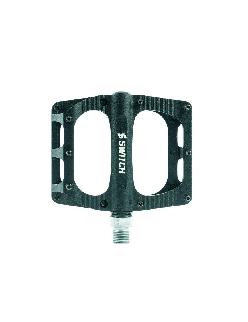 PEDALE VTT DESCENTE - BMX SWITCH FREERIDE NOIR ALU FILETAGE 9-16 AVEC PICOTS (PAIRE) 100x90mm
