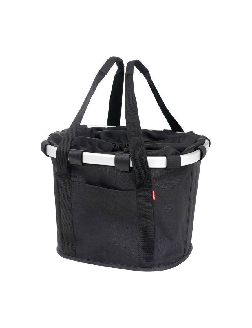 PANIER AVANT TOILE KLICKFIX BIKEBASKETS NOIR FIXATION SUR CINTRE 15L (35x28x26cm) (LIVRE SANS FIXATION)