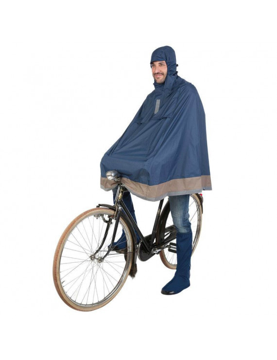 PONCHO ANTI PLUIE ADULTE TUCANO GARIBALDINA BLEU  TAILLE  XS-M  AVEC CAPUCHE ET HOUSSE TRANSPORT