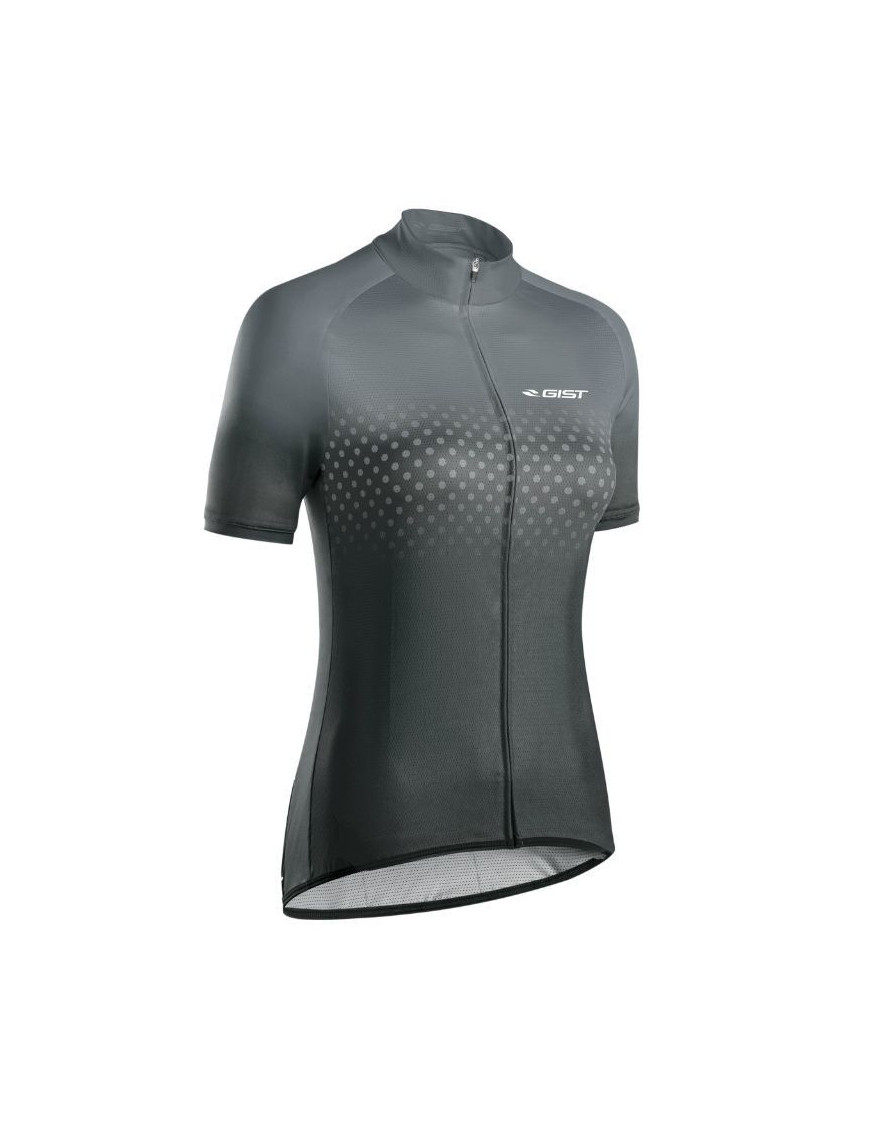 MAILLOT GIST FEMME MANCHES COURTES POIS ZIP TOTAL GRIS L  -5374