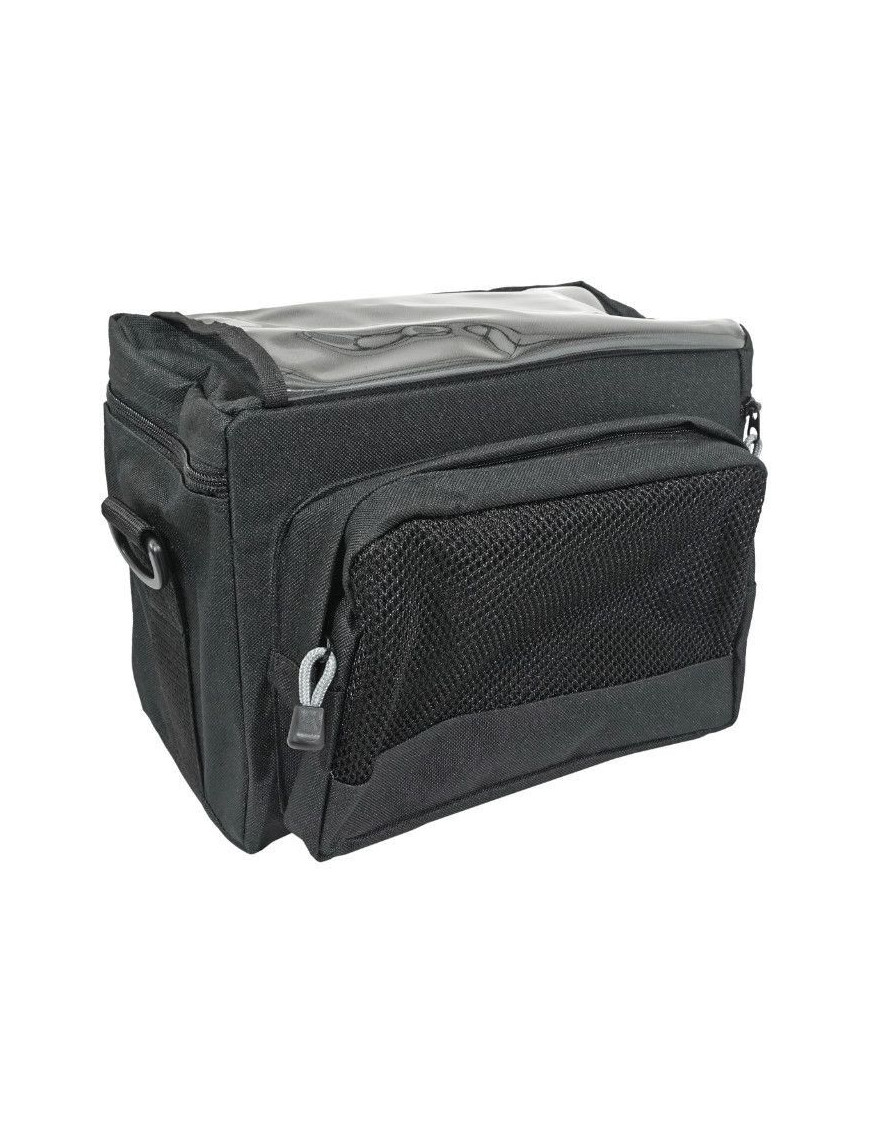 SACOCHE DE CINTRE-GUIDON VELO NEWTON N3 NOIR FIXATION VELCRO AVEC LECTEUR CARTE (Lg26xL19xH20)