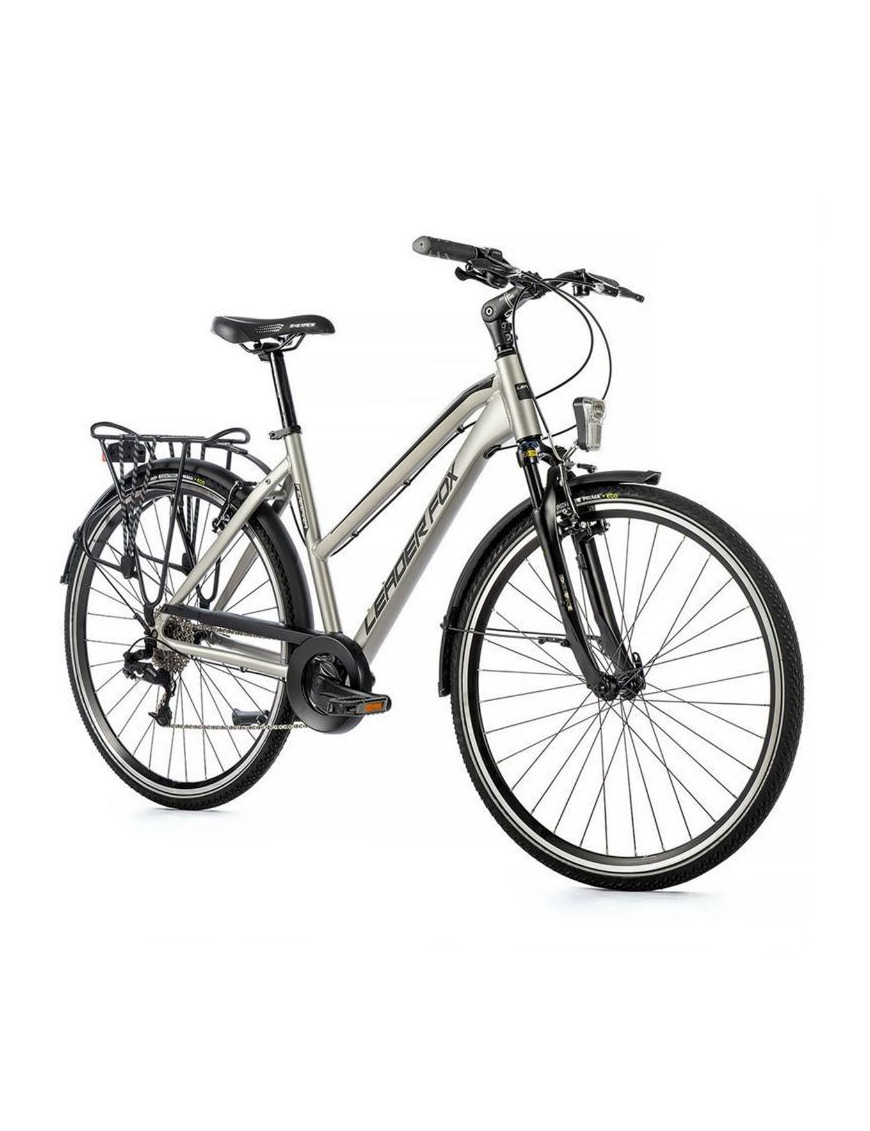 VELO MUSCULAIRE CITY BIKE 28 LEADER FOX FERRARA 2023 FEMME ARGENT 8V CADRE 18 POUCES (TAILLE ADULTE 170 à 178 cm)