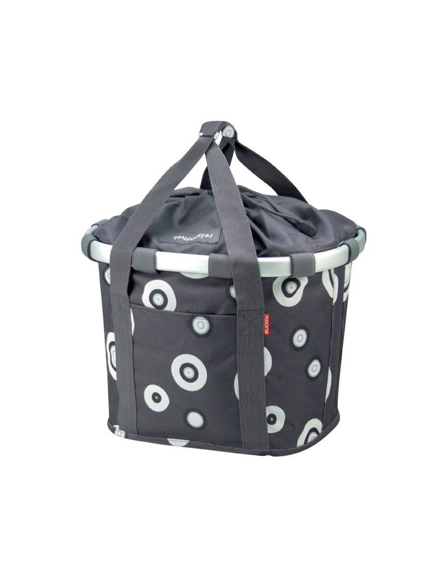 PANIER AVANT TOILE KLICKFIX BIKEBASKETS BUBBLES FIXATION SUR CINTRE 15L (35x28x26cm) (LIVRE SANS FIXATION)