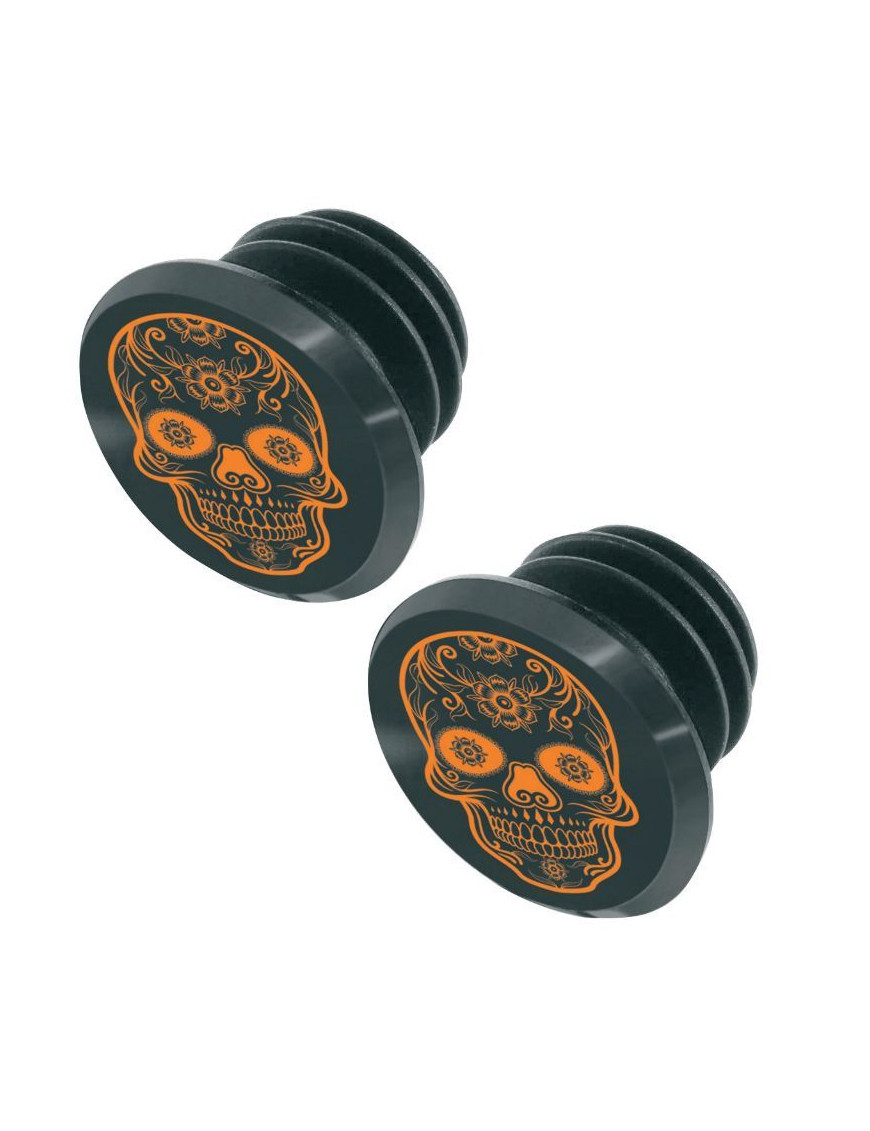 BOUCHON DE CINTRE VTT SWITCH SKULL NOIR-ORANGE (SUR CARTE PAR 2)