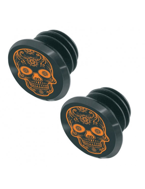 BOUCHON DE CINTRE VTT SWITCH SKULL NOIR-ORANGE (SUR CARTE PAR 2)