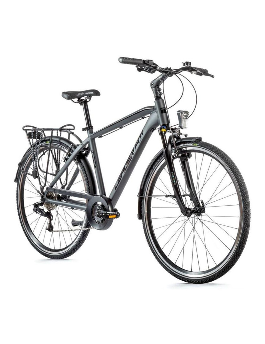 VELO MUSCULAIRE CITY BIKE 28 LEADER FOX FERRARA 2023 HOMME GRIS 8V (19'' - H48cm - TAILLE L - POUR ADULTE DE 178cm à 185cm)