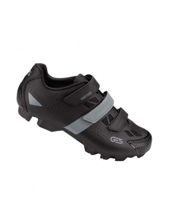 CHAUSSURE VTT GES VANTAGE2 NOIR-GRIS T43 FIXATION 3 VELCROS COMPATIBLE SPD (PAIRE)