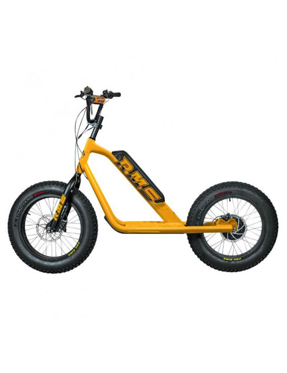 TROTTINETTE ELECTRIQUE RMS BIKE 20F-X JAUNE RAL 1021 MOTEUR 500 W HOMOLOGUE NF EN 1476 (DIM 1,78x0,83x1,18 M)  -MADE IN FRANCE-