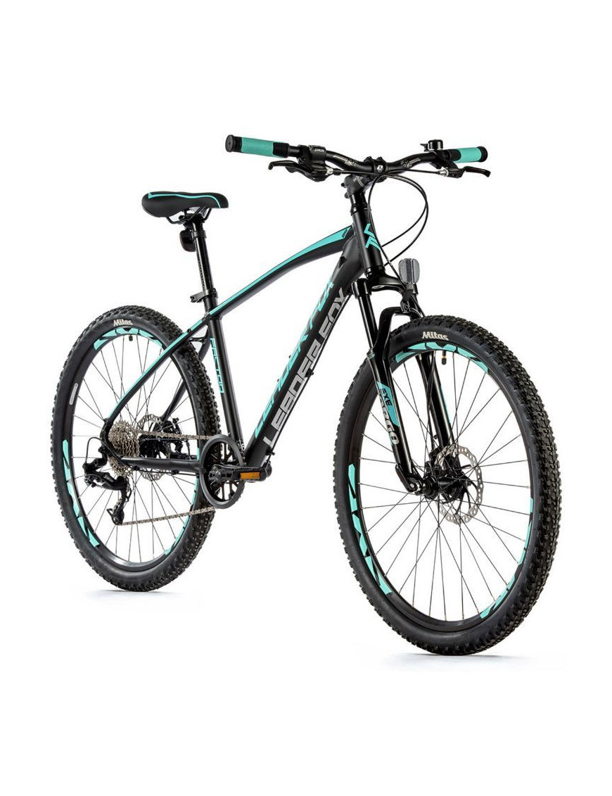 VELO MUSCULAIRE VTT 26 LEADER FOX FACTOR 2023 NOIR MAT-VERT CLAIR 8 V CADRE ALU 20 POUCES (TAILLE ADULTE 180 à 188 cm)