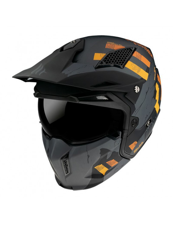 CASQUE TRIAL MT STREETFIGHTER SV SKULL GRIS MAT XXL (2XL)  SIMPLE ECRAN DARK TRANSFORMABLE AVEC MENTONNIERE AMOVIBLE (LIVRE AVE