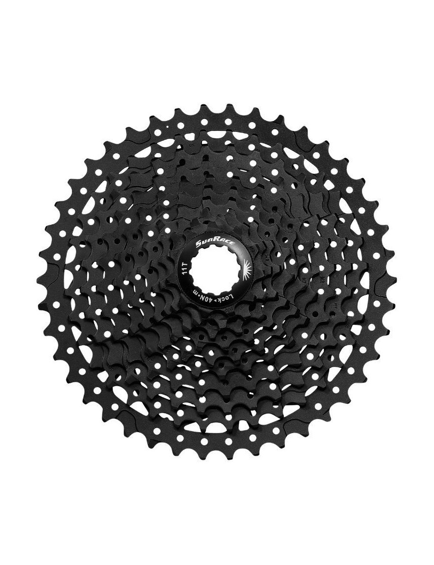 CASSETTE 11V. SUNRACE MS8 11-42 VTT POUR SHIMANO METALLIC NOIR (LIVRE EN BOITE) (11-13-15-17-19-21-24-28-32-36-42) (2 BLOCS + P