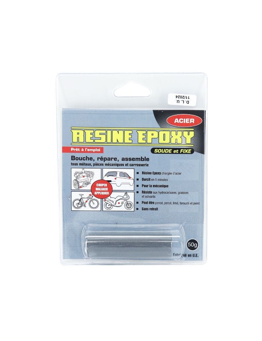 EPOXY RESINE-COLLE BLISTER PRESSOL 50g  ACIER 145x30 (VENDU A L'UNITE)