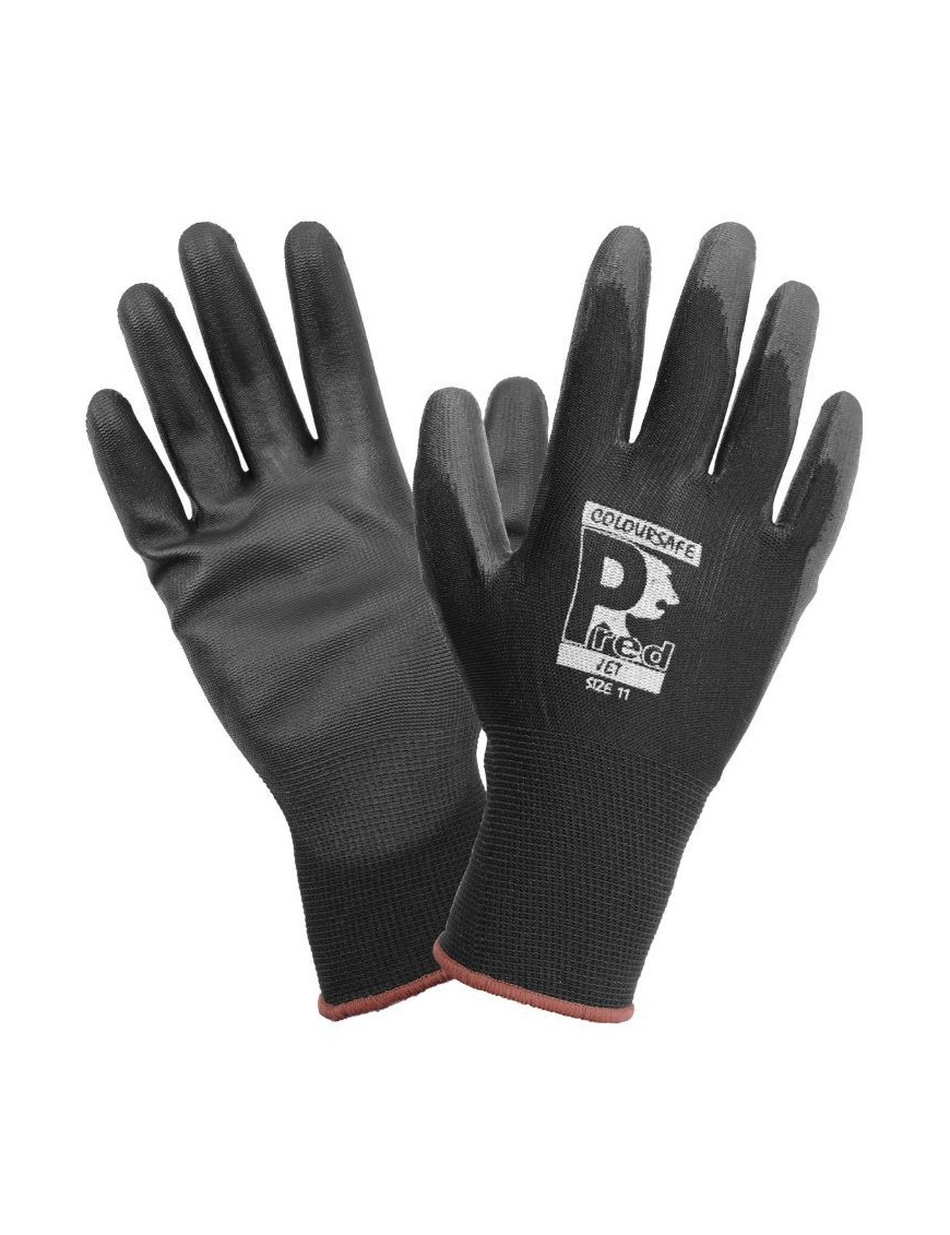 GANTS ATELIER P2R POLYESTER - REVETEMENT NITRILE SOLIDE NOIR - HOMOLOGUE CE - TAILLE   11  (PAIRE)  -SELECTION P2R-