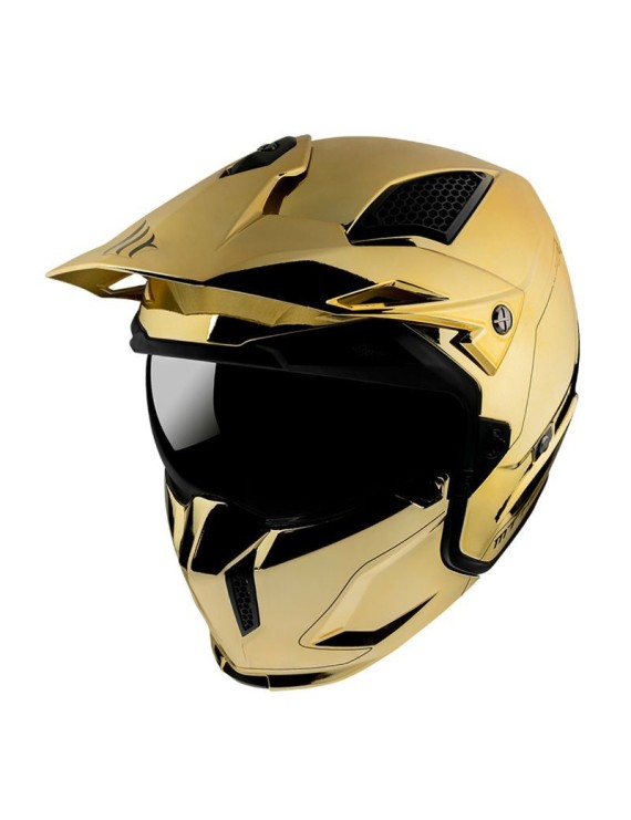 CASQUE TRIAL MT STREETFIGHTER SV UNI CHROME OR L  SIMPLE ECRAN DARK TRANSFORMABLE AVEC MENTONNIERE AMOVIBLE (LIVRE AVEC UN ECRA