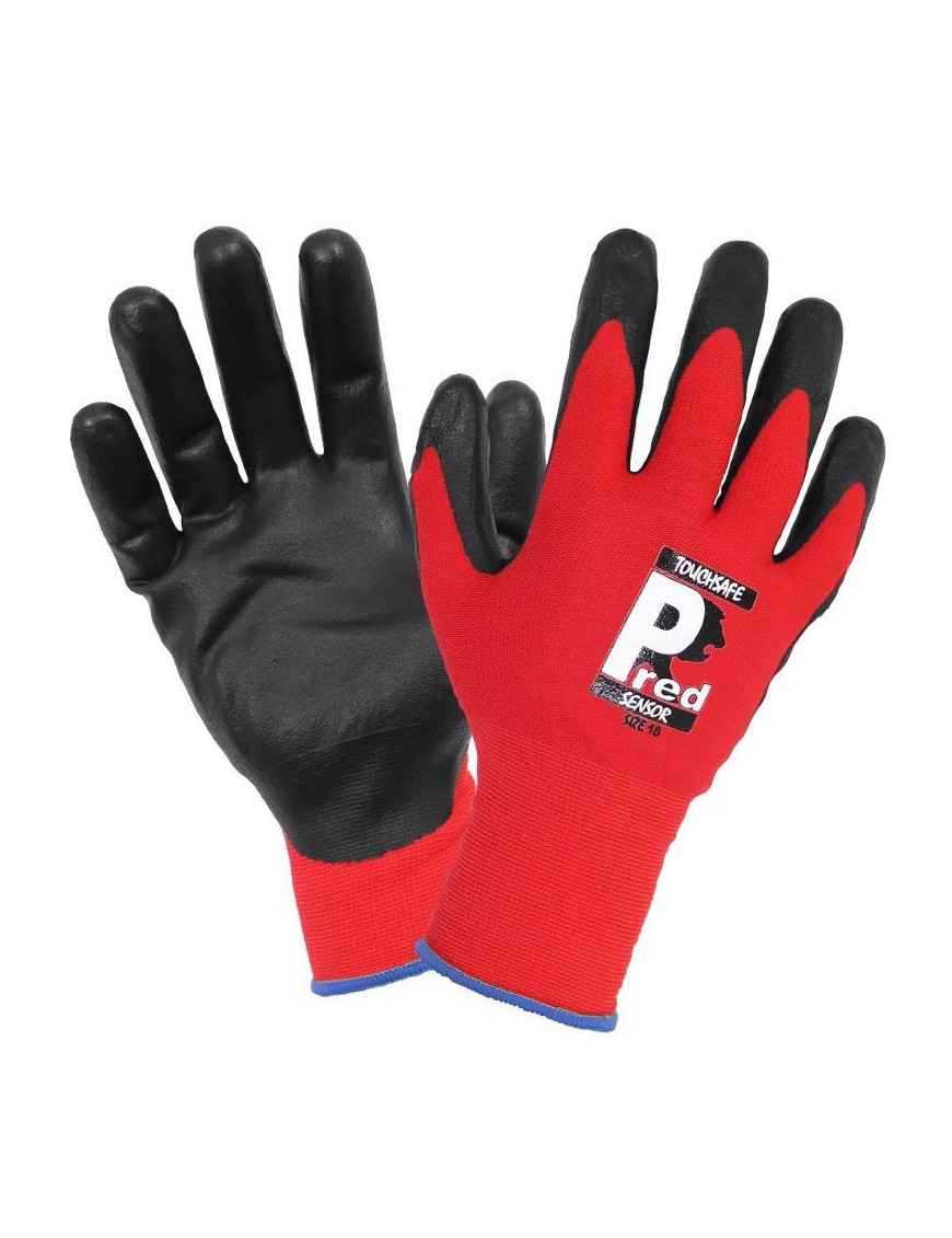 GANTS ATELIER TACTILE NYLON-ELASTHANNE ROUGE-NOIR HOMOLOGUE CE - TAILLE 10  (PAIRE)