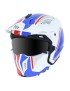 CASQUE TRIAL MT STREETFIGHTER SV TWIN BLANC-BLEU-ROUGE BRILLANT XL  SIMPLE ECRAN DARK TRANSFORMABLE AVEC MENTONNIERE AMOVIBLE (