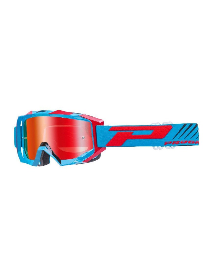 MASQUE-LUNETTES CROSS PROGRIP 3200 FL VENOM BLEU-ROUGE ECRAN MIROIRMULTICOUCHES ANTI-RAYURES-ANTI U.V.-ANTI-BUEE (HOMOLOGUE CE-