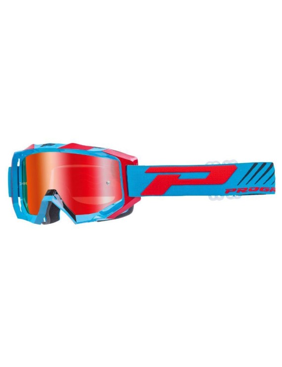 MASQUE-LUNETTES CROSS PROGRIP 3200 FL VENOM BLEU-ROUGE ECRAN MIROIRMULTICOUCHES ANTI-RAYURES-ANTI U.V.-ANTI-BUEE (HOMOLOGUE CE-