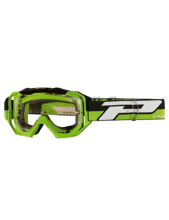 MASQUE-LUNETTES CROSS PROGRIP 3200 LS VENOM VERT ECRAN TRANSPARENT LIGHT SENSITIVE ANTI-RAYURES-ANTI U.V.-ANTI-BUEE (HOMOLOGUE 