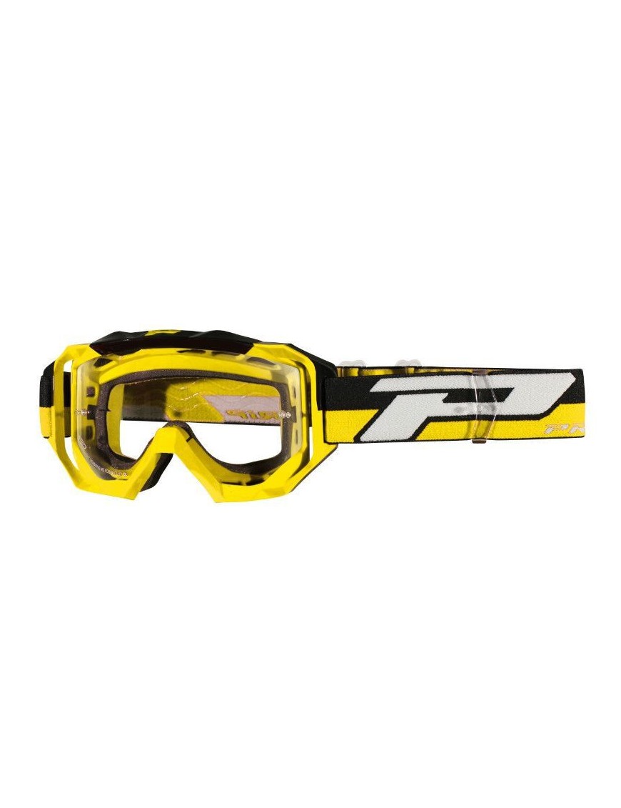 MASQUE-LUNETTES CROSS PROGRIP 3200 LS VENOM JAUNE ECRAN TRANSPARENT LIGHT SENSITIVE ANTI-RAYURES-ANTI U.V.-ANTI-BUEE (HOMOLOGUE