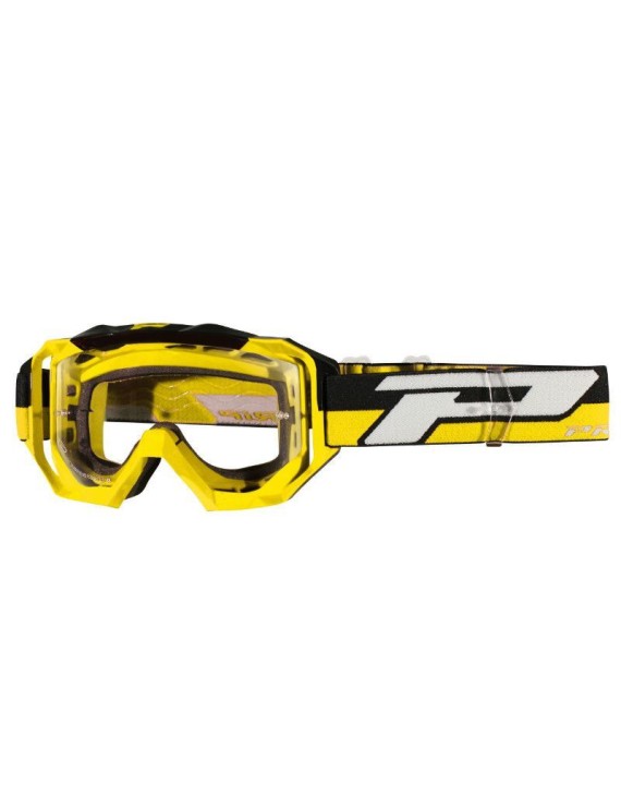 MASQUE-LUNETTES CROSS PROGRIP 3200 LS VENOM JAUNE ECRAN TRANSPARENT LIGHT SENSITIVE ANTI-RAYURES-ANTI U.V.-ANTI-BUEE (HOMOLOGUE
