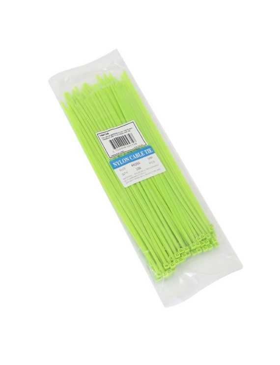 COLLIER DE SERRAGE NYLON TYPE RILSAN 3,6x250mm VERT FLUO (VENDU PAR 100)  -P2R-