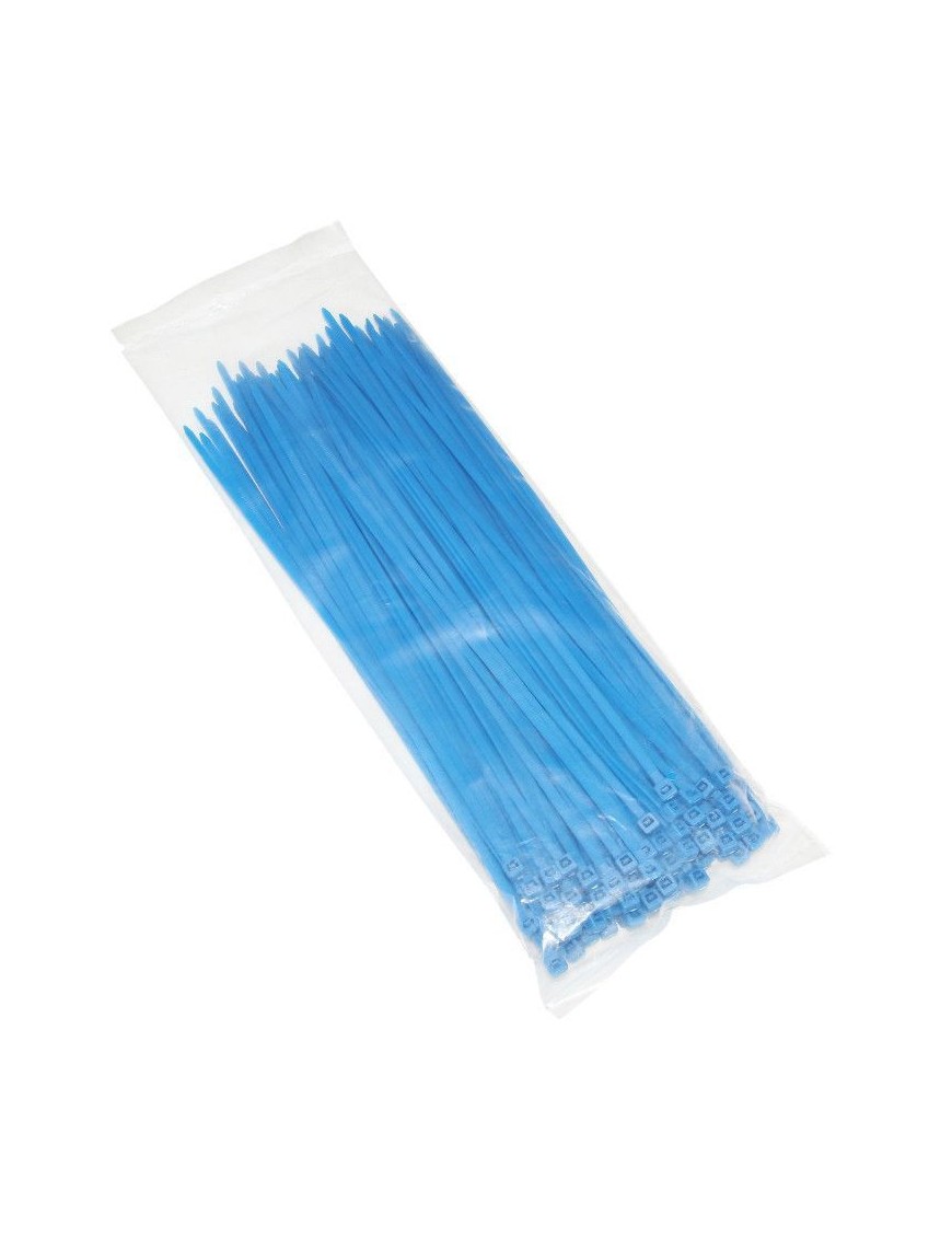 COLLIER DE SERRAGE NYLON TYPE RILSAN 3,6x250mm BLEU FLUO (VENDU PAR 100)  -P2R-