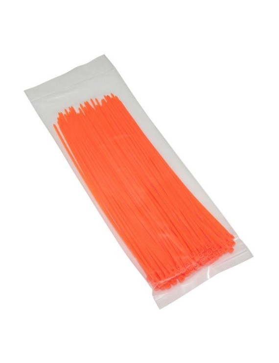 COLLIER DE SERRAGE NYLON TYPE RILSAN 2,5x200mm ORANGE FLUO (VENDU PAR 100)  -P2R-