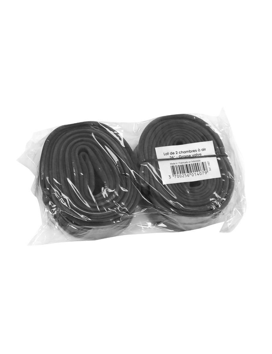 CHAMBRE A AIR VELO 26 x 1.50-2.00 IMPORT VALVE STANDARD (LOT DE 2)