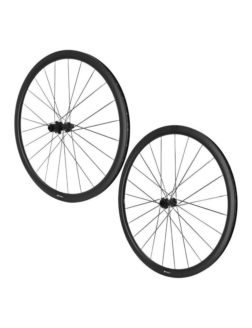ROUES ROUTE 700 DT SWISS PRC1800 CARBONE DISQUE CENTERLOCK AXE TRAVERSANT 12-100 ET 12-142mm CASSETTE SHIMANO 10-11-12V. NOIR (