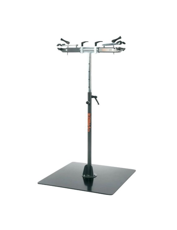 PIED D'ATELIER DE REPARATION VELO PROFESSIONNEL GIST OPUS DOUBLE SUPPORTE 50KGS SUR CHAQUE BRAS -AVEC PLAQUE METAL AU SOL