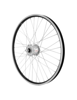 ROUE VTT 24" ER10 AVANT ALU NOIR MOYEU SHIMANO DYNAMO AXE PLEIN DH-C3000 6V-3W JANTE 19C (POUR ECLAIRAGE AVANT ET ARRIERE) - CO