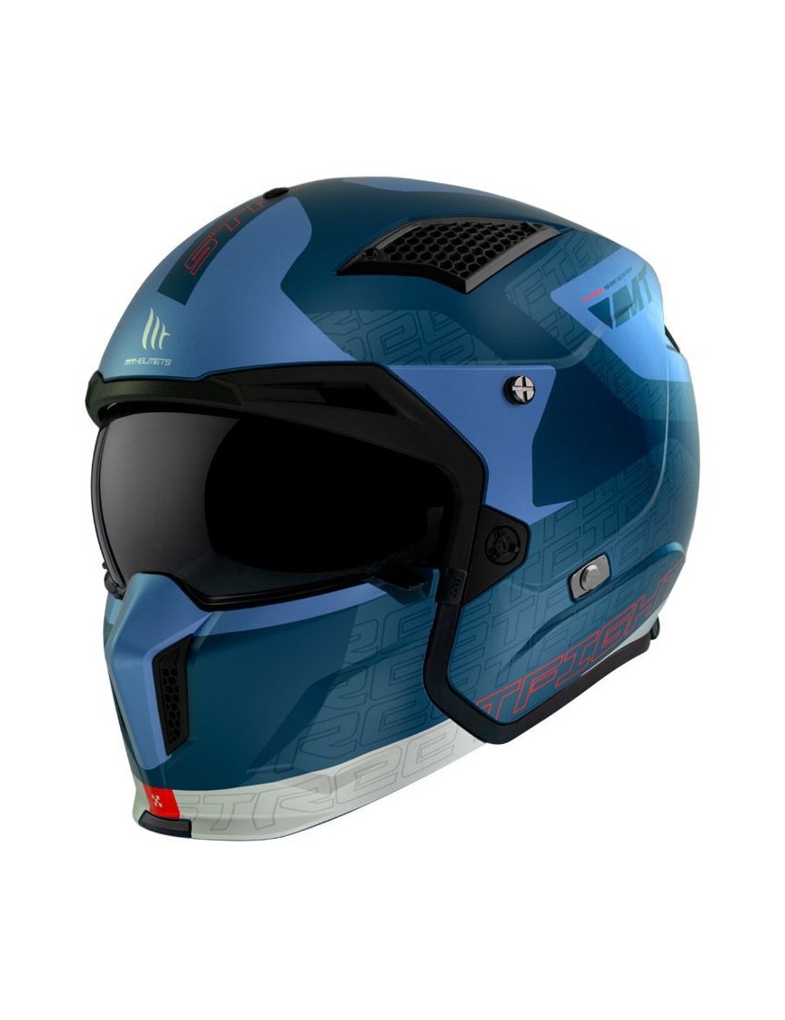 CASQUE TRIAL MT STREETFIGHTER SV TOTEM C17 BLEU MAT XL  SIMPLE ECRAN DARK TRANSFORMABLE AVEC MENTONNIERE AMOVIBLE (LIVRE AVEC U