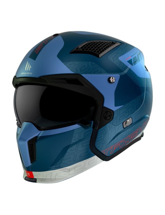 CASQUE TRIAL MT STREETFIGHTER SV TOTEM C17 BLEU MAT    XS  SIMPLE ECRAN DARK TRANSFORMABLE AVEC MENTONNIERE AMOVIBLE (LIVRE AVE