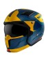 CASQUE TRIAL MT STREETFIGHTER SV TOTEM C3 BLEU-OR MAT XXL (2XL)  SIMPLE ECRAN DARK TRANSFORMABLE AVEC MENTONNIERE AMOVIBLE (LIV