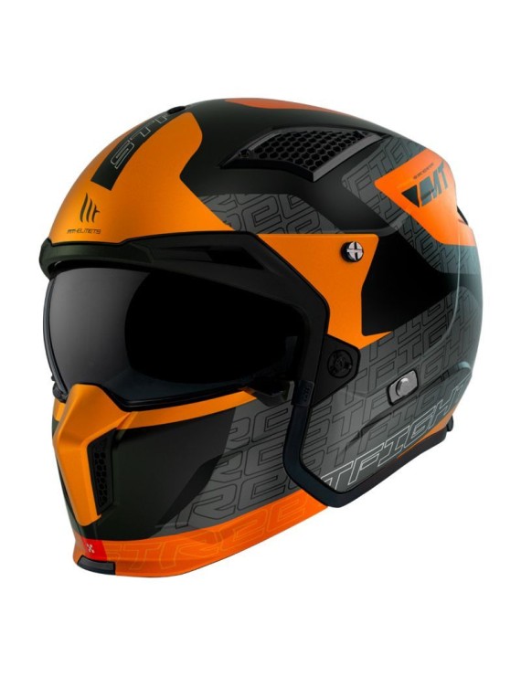 CASQUE TRIAL MT STREETFIGHTER SV TOTEM B4 GRIS-ORANGE MAT XXL (2XL)  SIMPLE ECRAN DARK TRANSFORMABLE AVEC MENTONNIERE AMOVIBLE 