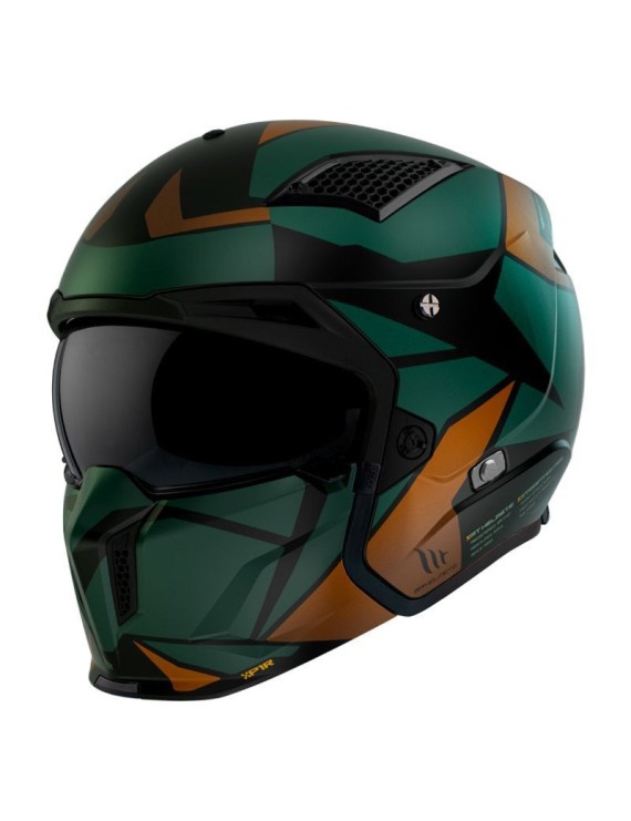 CASQUE TRIAL MT STREETFIGHTER SV P1R VERT BRILLANT  M  SIMPLE ECRAN DARK TRANSFORMABLE AVEC MENTONNIERE AMOVIBLE (LIVRE AVEC UN