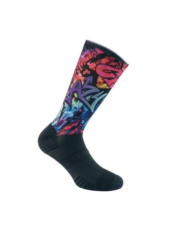 CHAUSSETTES-SOCQUETTES ETE GIST NOIR COVERING GRAPHITY NOIR ET DESIGN MUTICOLOR 43-47 ECOLOGIQUE - HAUTEUR 22 cm   (PAIRE)  -58