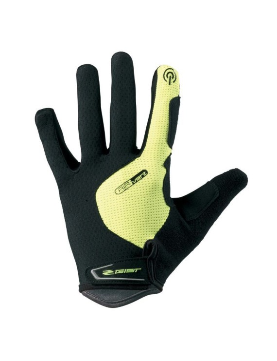 GANTS VELO VTT LONG GIST HERO GEL JAUNE FLUO  M (PAIRE SUR CARTE) COMPATIBLE ECRAN TACTILE -5532