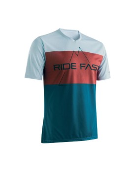 MAILLOT GIST VTT HOMME HILLS MANCHES COURTE BLEU-ROUGE-BLANC XL    -5365