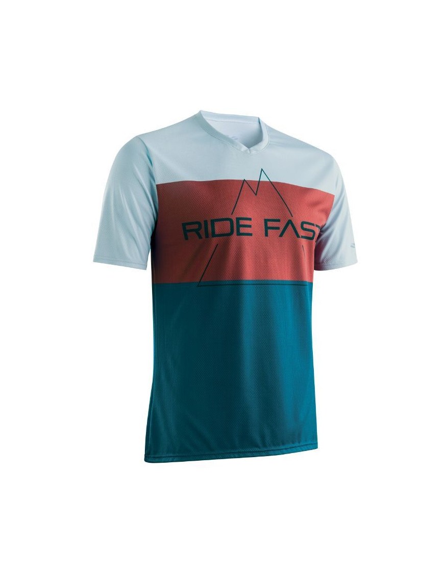 MAILLOT GIST VTT HOMME HILLS MANCHES COURTE BLEU-ROUGE-BLANC L    -5365