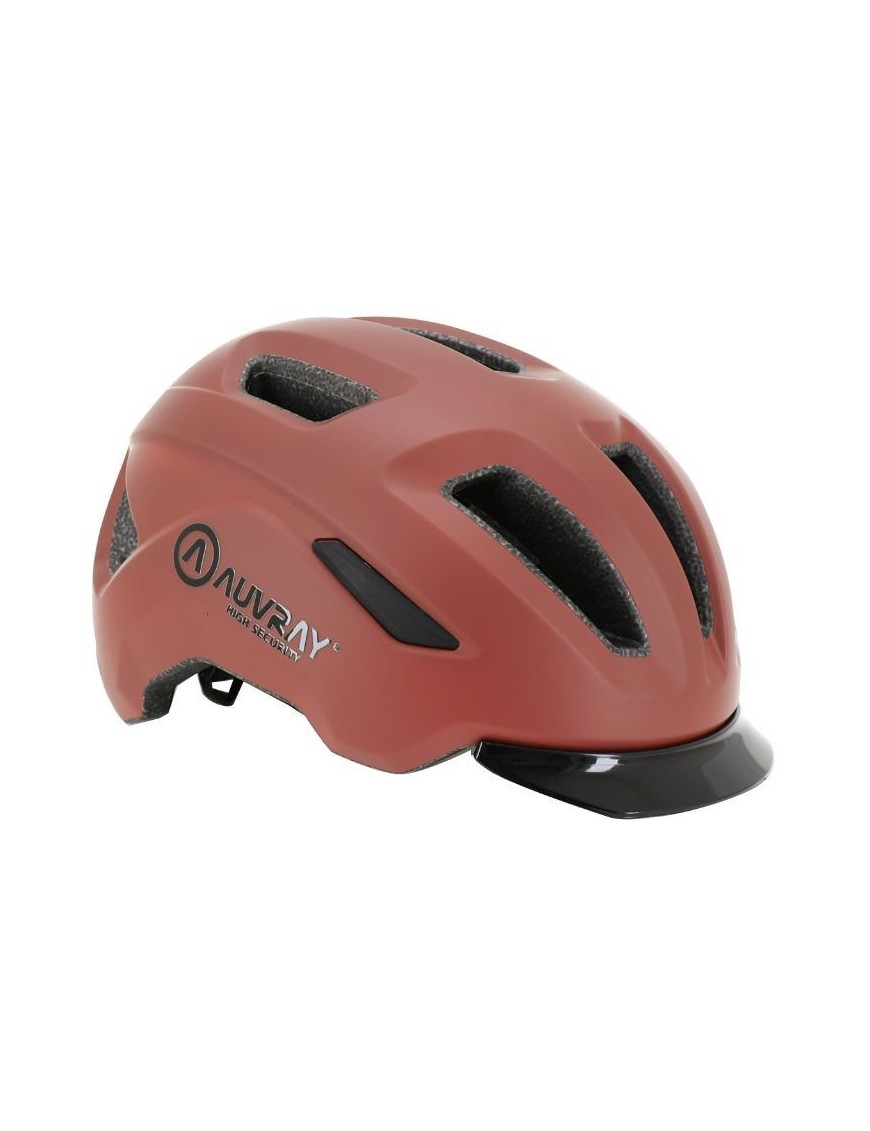 CASQUE VELO ADULTE AUVRAY URBAIN REFLEX BORDEAUX IN-MOLD TAILLE 56-63 REGLAGE MOLETTE