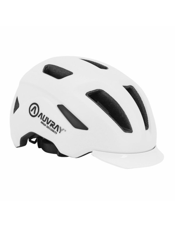 CASQUE VELO ADULTE AUVRAY URBAIN REFLEX BLANC IN-MOLD TAILLE 53-56 REGLAGE MOLETTE