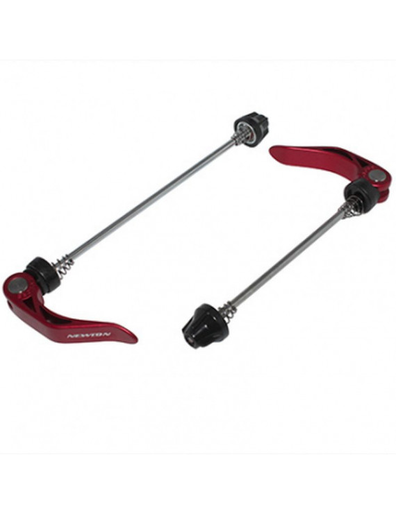 BLOCAGE RAPIDE DE ROUE ROUTE AVANT + ARRIERE NEWTON ROUGE VTT-ROUTE (POUR PATTE LARGE SUR CADRE CARBONE) (KIT 2 PIECES)