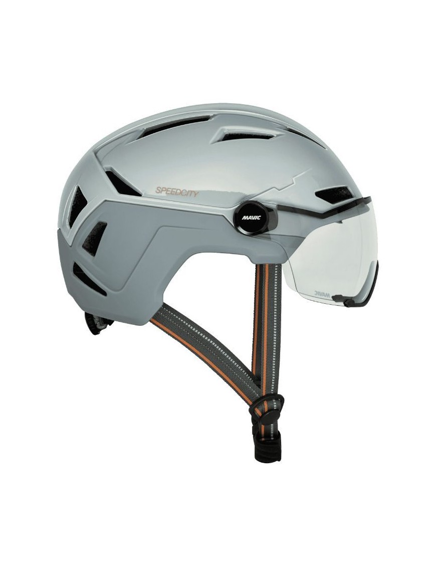 CASQUE VELO ADULTE MAVIC SPEEDCITY GRIS VISIERE INTEGREE TAILLE 51-56 REGLAGE MOLETTE 370GRS - HOMOLOGUE -