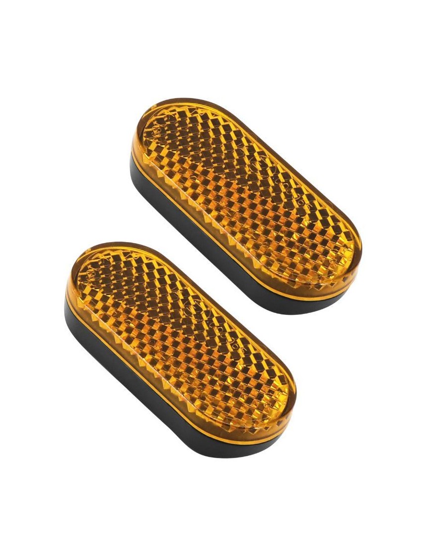 REFLECTEUR - CATADIOPTRE VELO FIXATION LATERALE ORANGE ADHESIF - 50X22 (VENDU A LA PAIRE)